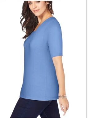 Jessica London Beautiful French Blue Square Neck Top Size 18/20